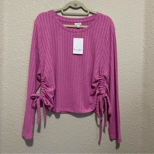 NWT Love Fire Pink Side Ruched Tie Long Sleeves 2XL